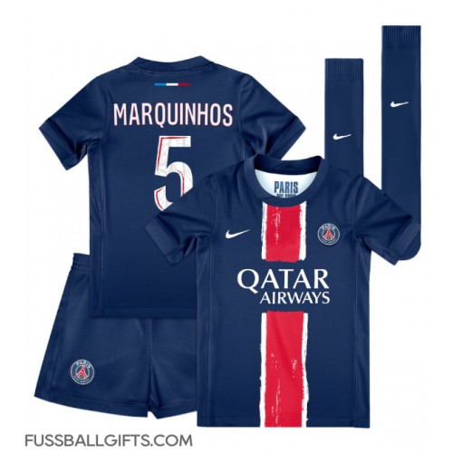 Paris Saint-Germain Marquinhos #5 Fußballbekleidung Heimtrikot Kinder 2024-25 Kurzarm (+ kurze hosen)